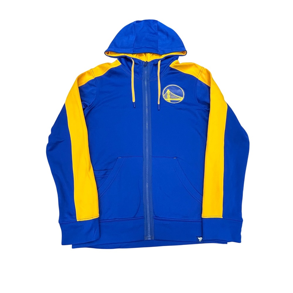 Fanatics Golden State Warriors NBA Mens S Blue Yellow Full Zip Hoodie Sweatshirt